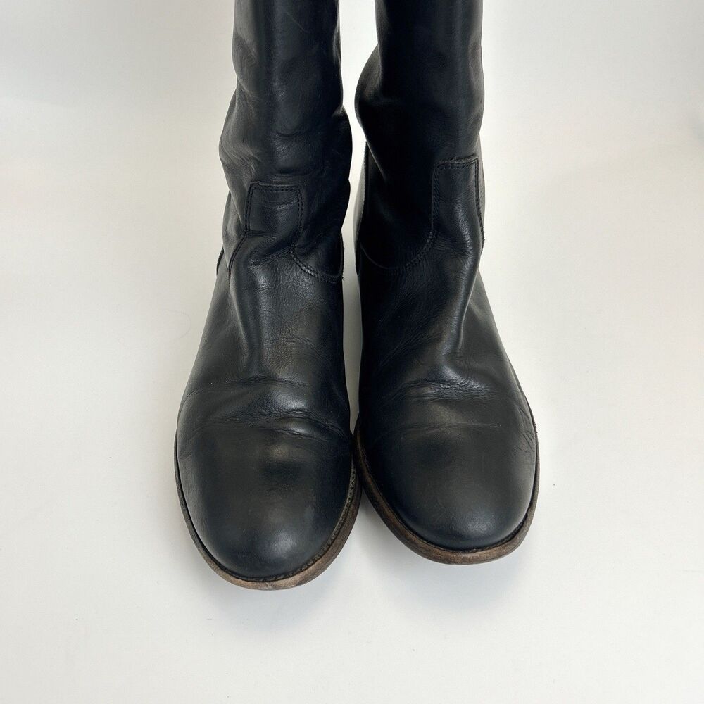 Frye Black Tall Leather Riding Boots - Picture 3 of 9